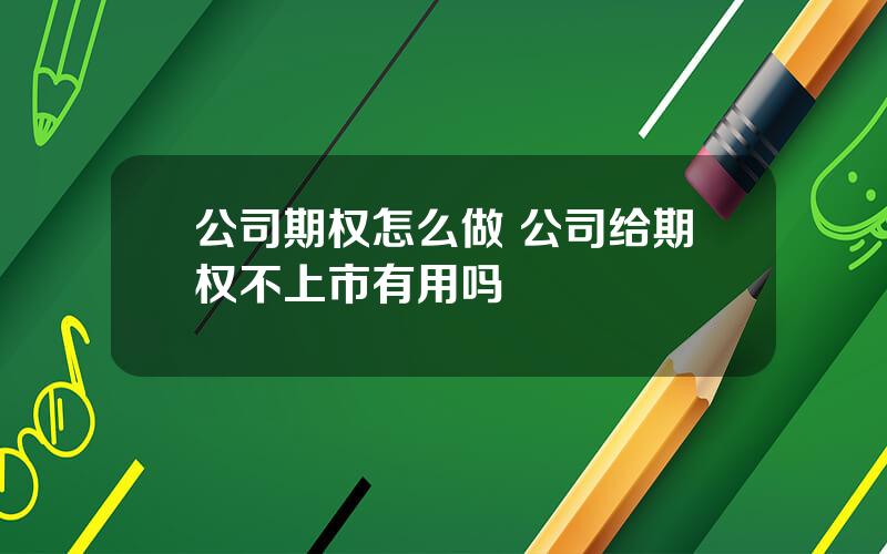 公司期权怎么做 公司给期权不上市有用吗